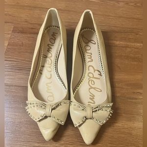 Sam Edelman Raisa studded bow flats, size 9, nude